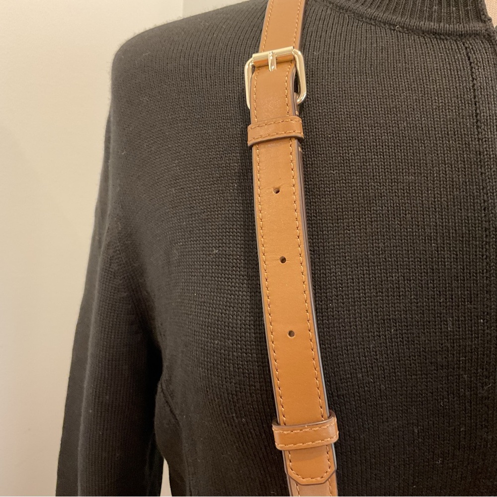 Sandro Paris Envelope Crossbody Bag Cognac Leather Gold Chain‎ – NWT - Picture 3 of 12